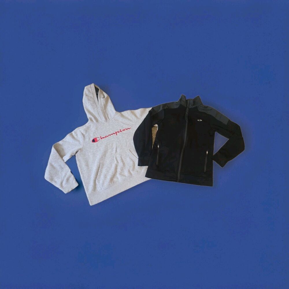 LOT 2-BOYS SIZE:LARGE(12-14) CHAMPION HOODED PULL-OVER & ATHLETIC JACKET*NICE*